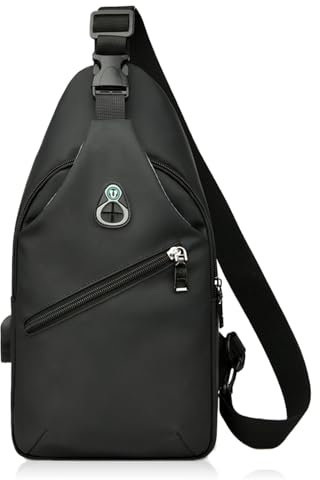 UieaMsio Brusttasche Herren,Sling Crossbody Bag,Multifunktionale Crossbody Brusttasche,Leichte Bag Brusttasche, für Radfahren,Reisen,Herren und Damen (Schwarz)