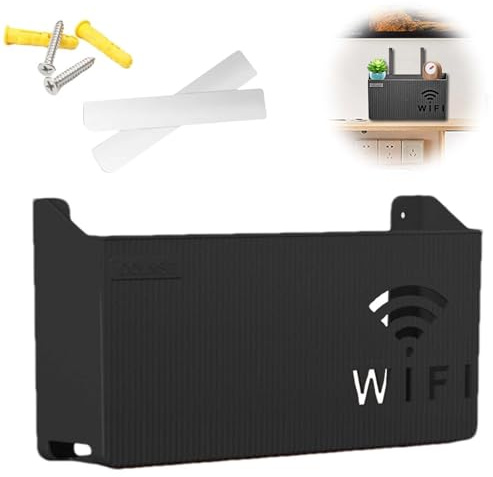 MisFun WiFi Router Aufbewahrungsbox WLAN Router Storage Boxes WiFi TV Kabel Rack Halterung Wandmontage Router Schwarz Dekorative Verstecken Schwimmende Rack für Wohnzimmer Heimdekoration
