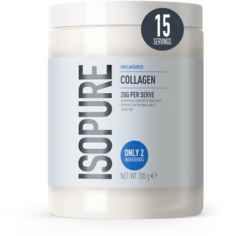Isopure Collagene in Polvere Non Aromatizzato con Vitamina C per Pelle e Articolazioni, 20 g di Collagene 100% Puro per Porzione, Senza Zuccheri, Aromi o Dolcificanti Artificiali, 300 g