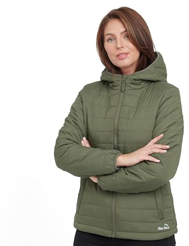 Peter Storm Women’s Blisco II Jacket with Hood & 2 Pockets, Insulated, Water-resistant & Lightweight Puffer Coat for Cold Weather & Winter (UK, Numeric, 12, Regular, Regular, Khaki)