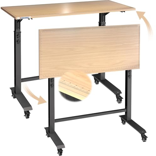 LARBANKE Klapp-Werkbank mit Skala, Werktisch faltbar,85 bis 115 cm bietet, Gewicht von 200 kg,Ausgestattet mit 4 360°-Schwenkrollen mit Feststellbremse und Stützfüßen