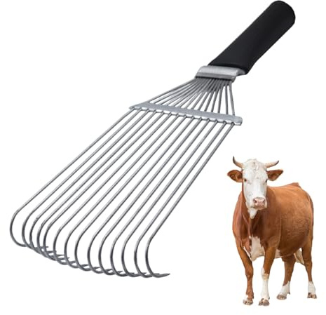 Dewireaey Rastrillo Para Mudas, Cepillo Eliminador De Subpelo, Rastrillo De Acero Ergonómico Para Cashmere Y Lana, Para Vacas Ovejas Cabras y Animales de Granja