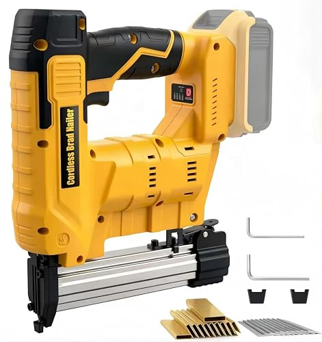 2 in 1 Cordless 18GA Brad Nailer/Stapler Compatible with Dewalt 20V Max Battery (No Battery), Electric Nail Gun/Staple Gun Battery Powered with 1000 Nails/Staples for Home Improvement, Wood Carpentry