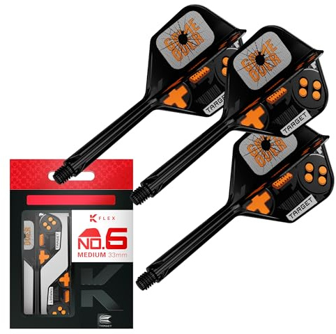 Target Darts K-Flex Game Over Freccette Alette e Aste, No.6 (Medio, 33mm) | Confezione da 3 Kflex Integrato Volo e Albero Sistema, Tutto in Uno Stampato Stelo | Professionale Freccettes Accessori
