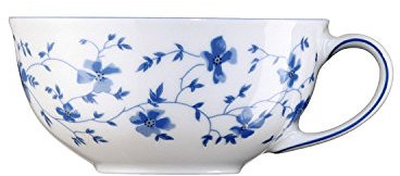Arzberg 41382-607671-14642 Form 1382 Blaublüten Tee-Obertasse, Porzellan, weiß/blau, 31.3 x 22 x 6.2 cm