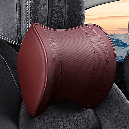 Fochutech Car Pillow with Memory Foam Seat Head Neck Support Rest Pad Cushion Auto Headrest Relax Travel Home Chair Comfortable (Red)