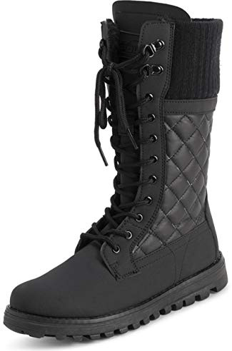 Polar Donna Pelliccia Ecologica Caldo Termica Impermeabile All'Aperto A Passeggio Neve Inverno Suola Di Gomma Calf Stivales - Nero Cardy Mono - UK6/EU39 - YC0608