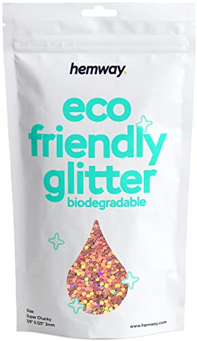 Hemway Eco Friendly Glitter Rose Gold Holographic Super Chunky 100g | Plant Based Biodegradable Glitter for Craft, Face, Hair, Nail, Body and Festival