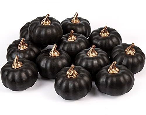 Whaline Calabazas Artificiales a Granel, 12 Unidades, Cosecha de Calabaza Vintage, Calabazas realistas de Espuma Falsa para otoño, Halloween, Suministros de Fiesta en el hogar, Fiesta de Acción de