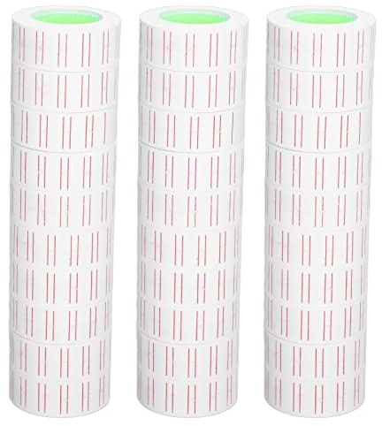30 Rollos 15000 Uds. Etiquetas Pegatinas de Precio 21x12mm Etiquetas de Marcador de Precio de Papel de Etiqueta de una Sola para Etiquetadora de Pistola MX5500