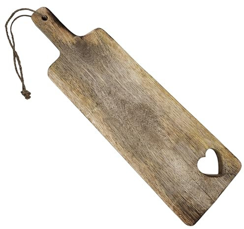 Schneidebrett Holz Mangoholz HERZ Küchenbrett Brotschneidebrett Holzbrett 50 cm