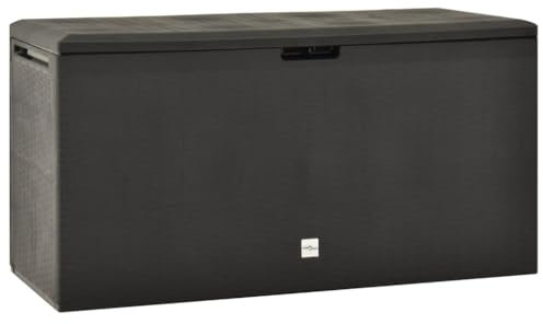 PIXZSSI Caja de jardín de 114 x 47 x 60 cm, antracita, 290 L, polipropileno, diseño elegante, construcción sólida, gran espacio de almacenamiento, para guardar cojines