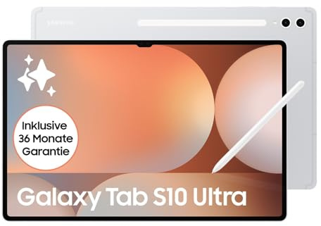 Samsung Galaxy Tab S10 Ultra AI Tablet, Android Tablet, 12 GB RAM, 512 GB Speicher, AMOLED-Display, Antireflexionsbeschichtung, Inkl. S Pen, WiFi, Platinum Silver, 36 Monate Herstellergarantie