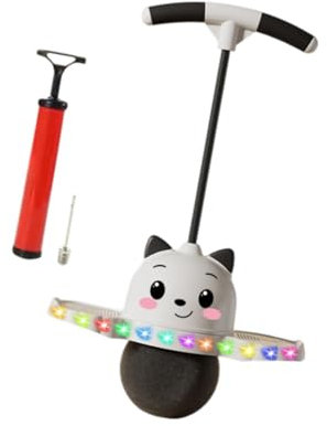 Harilla Pogo-Ball mit Griff, Pogo-Stick, für Kinder mit starkem Griff und Pumpe für Fitnessübungen und Gleichgewichtsfähigkeit, Weiß