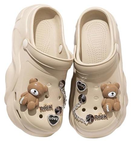 Sabot Femme Ete Confortable Fabriqués en EVA Légers Sabot Plastique Jardin Antidérapant avec Charms Kawaii Sandales Clogs Classic Plate-Forme De Wedge Tailles Sandales De Plage Sport Piscine D'été