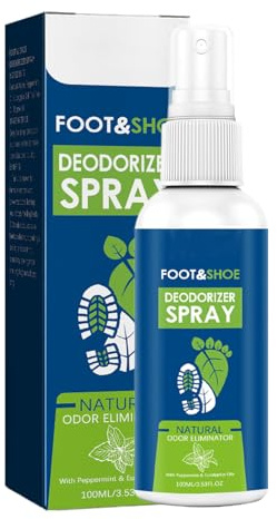 Spray Desodorizante Para Pies Y Calzado | Spray Refrescante para Eliminar Olores en Zapatos,Envase 100ml con Extractos Vegetales, Solución Natural para Gimnasio, Viaje, Camping y Calzado Deportivo