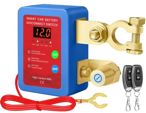 Disjoncteur de batterie télécommandé sans fil, Coupe Circuit Batterie 12v 240 A, avec Led Affichage Coupe Batterie, Interrupteur D'arrêt Automatique pour Voiture, RV, ATV, Camion, Bateau