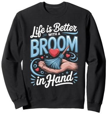 Life Is Better With a Broom in Hand Curling Player Sweatshirt