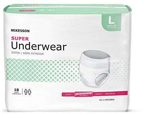 McKesson Super Adult Incontinence Underwear, Large, Moderate, 58 in, 72 ct