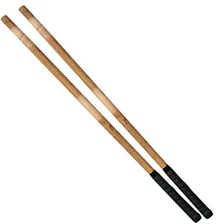 DEPICE Unisex Premium Escrima Stick Rattan Ungeschält Ledergriff Stock, Natur, uni EU