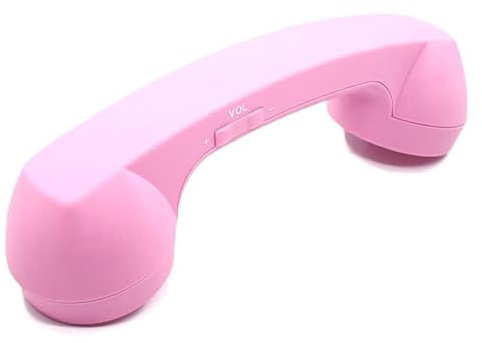 Wireless Retro Telephone Handset and Wire Handset Receivers Headphones for a mobile phone with comfortable call (Pink)