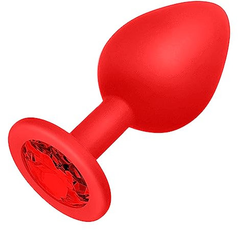 DUKESTON Anal But Plug Anale Medio Silicon Butt Plug Rosso Anal Plug Diamante Anale Plug in Ano Silicone Buttplug Plug Anal Uomo Dilatatore Ano Morbido Tappo Anale Donna