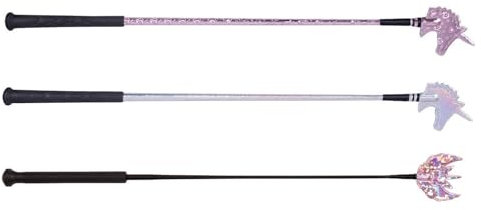 NETPROSHOP Kinder Reitgerte Springstock 65 cm Schlag Einhorn oder Stern, Farbe:Pink Herzen