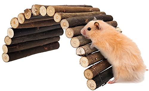inheming Natural Living Flexible Nagerbrücke Meerschweinchen, Weidenbrücke, Hamster Spielzeug Leiter Brücke aus Holz, Nager Brücke für Hamster, Kaninchen - 23.5 x 12 cm