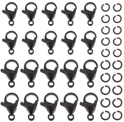 UNICRAFTALE 40 Stück Kettenverschluss Armband Verschluss Mit Biegering Black Kettenverschlüsse Set Karabinerverschluss Kits Metallschmuck Verschlüsse Für Die Halsketten Schmuckherstellung