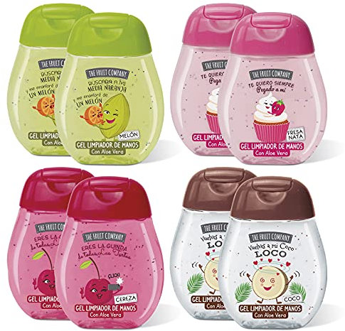 The Fruit Company - Gel Limpiadores De Manos 70% Alcohol. Con Aloe Vera. Formato bolsillo 45 ml, 8 uds.
