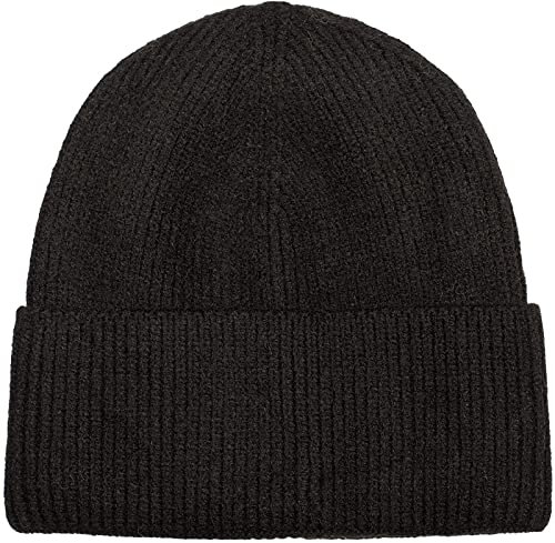 styleBREAKER Unisex Strickmütze mit Rippenmuster und breiter Krempe, Feinstrick Mütze doppelt gestrickt, Strick Beanie 04024190, Farbe:Schwarz