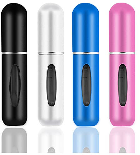 Leikedun 4 Pezzi Atomizzatore di Profumo, 5ml Mini Nebulizzatori Portatile Ricaricabile da Viaggio Bottiglia Colore Opaco, Dispenser per Viaggiare, Festa, Vita Quotidiana