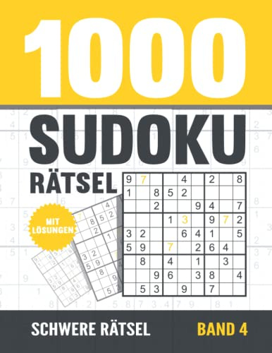1000 Sudoku Rätsel: Sudoku Heft für Erwachsene mit 1000 schweren Rätseln mit Lösungen - Band 4
