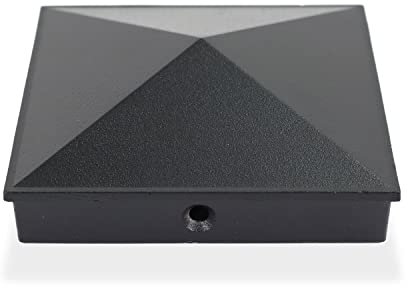 TODOKI Fence Post Caps (4 Pack) - Powder Coated Aluminum, Matte Black, 5.5 x 5.5 inches - Includes Screws