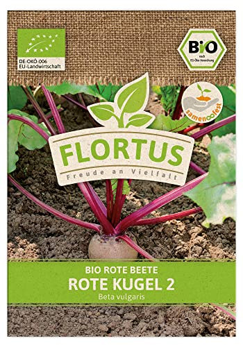 FLORTUS BIO Rote Beete Rote Kugel 2 | Gemüsesamen | Rote Beetesamen | Rübensamen | Samen zur Anzucht für Garten, Balkon, Küche & Fensterbank