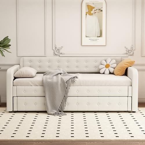 LTGB Tagesbett 90x200, ausziehbares Bett, Gästebett 2-in-1, Sofabett Schlafsofa für Schlafzimmer Wohnzimmer, Bettsofa, Schlafsofa Bettgestell, ohne Matratze