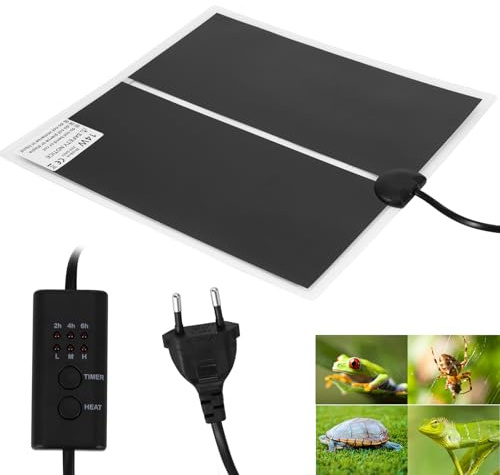ALLOMN Tapis Chauffant pour Reptiles, Tapis Chauffant Réglable pour Reptiles avec Thermostat pour Animaux de Compagnie, Tortues, Serpents, Lézards, Gecko, Araignées (14W 28x28cm)