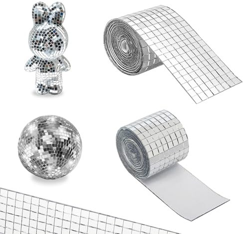 Lot de 960miroirs autocollants - Mini carreaux de mosaïque autocollants - Pierres de mosaïque pour bricolage - 5 x 5 mm - En verre - Pour bricolage, artisanat, décoration - Carré, argenté