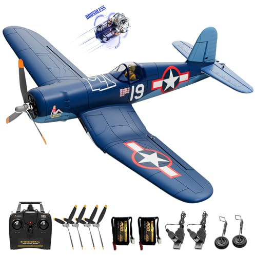 rcxsuv VOLANTEXR Brushless RC Plane 4 Channel - F4U Corsair 500mm RC Airplane with 3D Aerobatic & XPilot Stabilizer, 3 Flight Modes, 2.4G Remote Control Airplane RTF Fully Assembled 19in x16 inches
