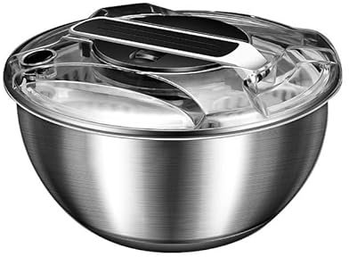 Neuytiky Centrifuga per Insalata in Acciaio Inossidabile 4,5L, asciugatrice per Verdure Grande Easy Press, Spinner per Frutta e Verdura in Acciaio Inossidabile,per Lavare e Scolare Le Insalate