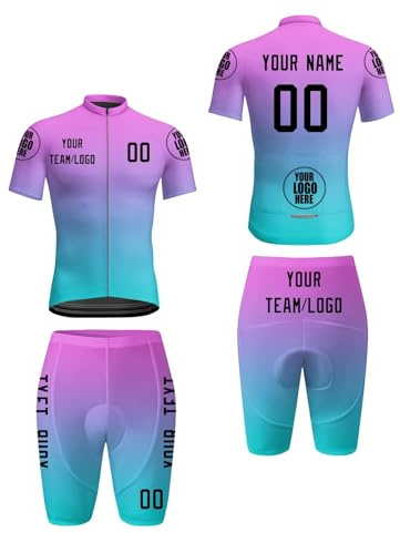 Personalizado Equipo Nombre Su Nombre Logo Bicicleta Ropa Hombres Traje Ciclismo Manga Corta Maillot Ciclismo Pantalones Cortos 2 Sets A03