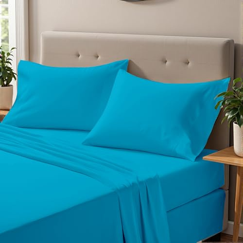 ONIROS Home Juego Sabanas 135 x 190 135x190 / 200 de Lujo Incluye Fundas Almohadas 75x50 Pack 2, Sabana Bajera y Sabana Encimera - Sabanas 135 x 190 de Microfibra (Ropa de Cama 135x190, Azul Océano)