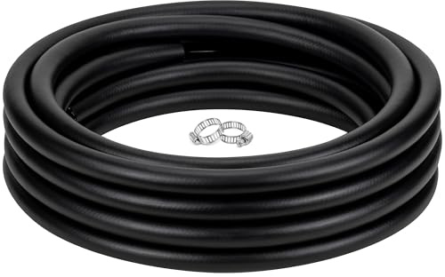 ZY-hosetube Black Reinforced Vinyl Tubing 3/4 id x 50 ft Flexible PVC Braided Hybrid hose High Pressure Thick Water Line Tubing with 2 Clamps, Burst Proof and Anti-kink