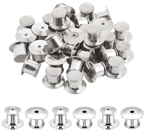 LIQWEI 30 Stück Verschlussstifte Metall Pin Keepers, Verschlüsse Pin Clips Sicherungsstift Keeper Verschluss Metallstift Anstecker Sicherungsstift Halterungen Für Schmuck Brosche Pins DIY (Silver)