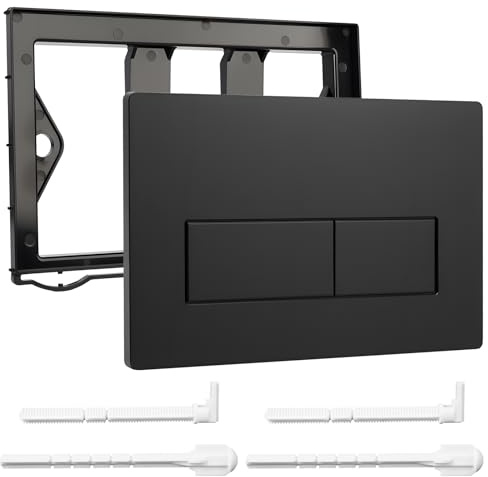 Placca di Comando WC, Compatibile con Geberit Sigma 01/20/21/30/40/50, UP300 e UP320, Piastra Doppio Scarico, con Leve di Scarico e Telaio di Montaggio (Nero)
