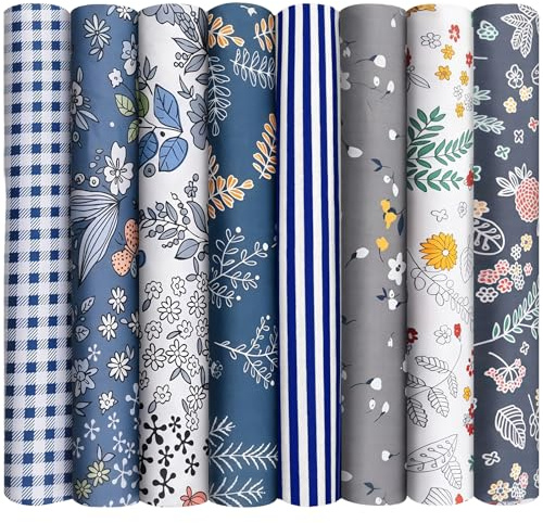 Aucuu Bomullstyger för Sy, Packning med 8 stycken 50*50cm Tryckta Tyger, 100% Bomulls Tyg för Patchwork, för Syentusiaster, Vuxna och Barn, DIY-dockor, Sy, Kläder, Inredning