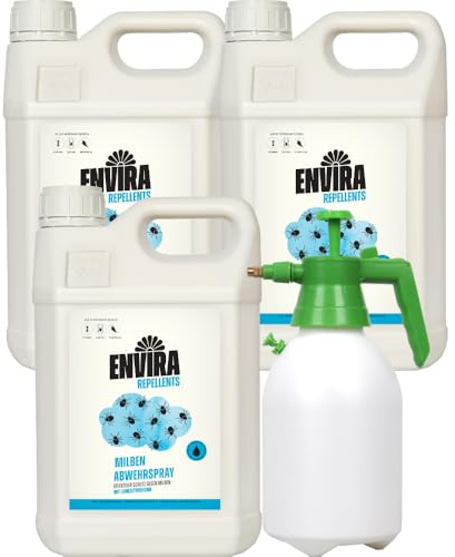 Envira Milben Abwehrspray 3 x 5L + 2L Drucksprüher - Spray mit Langzeitwirkung gegen Milben & Hausstaubmilben - Milbenschutz für Matratzen - Mittel gegen Milben in der Wohnung