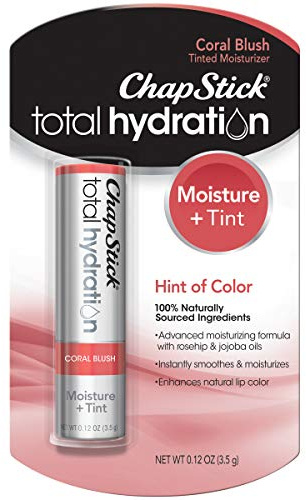 ChapStick Total Hydration Moisture + Tint Coral Blush Tinted Lip Balm Tube, Tinted Moisturizer - 0.12 Oz