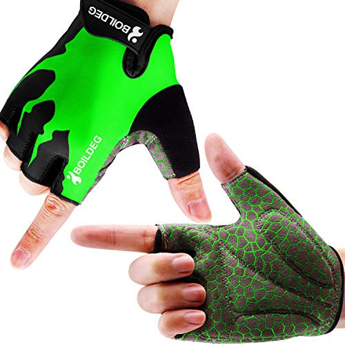 boildeg Guanti da Ciclismo, Guanti MTB Guanti da Mountain Road Bike con Pad Antiscivolo Antiurto, Guanti da Bici Traspiranti a Mezze Dita per Uomini e Donne
