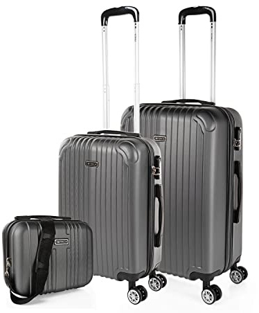 ITACA - Maletas de Viaje ITACA, Juego Maletas 4 Ruedas - Juego de Maletas de Viaje - Juego Maletas de Viaje Ligeras, Candado de combinacion, Antracita, 55 cm + 66 cm + 35 cm
